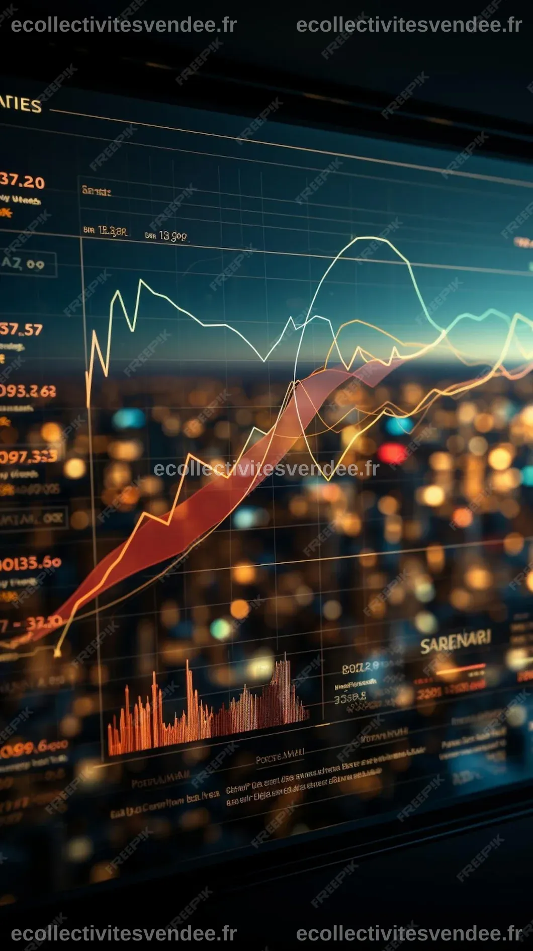 Écran Présentant Un Graphique Portant L'étiquette Financière ...