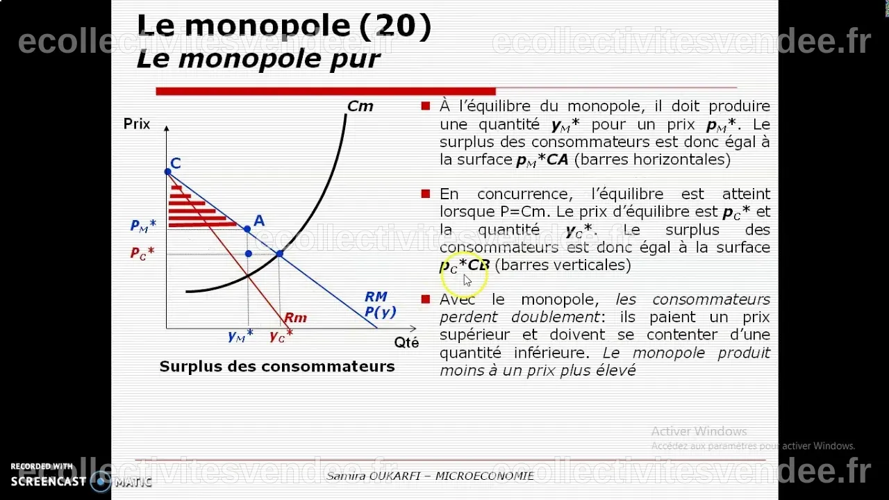 Monopole pur 3 Equilibre et Pouvoir de marché du monopole pur - YouTube