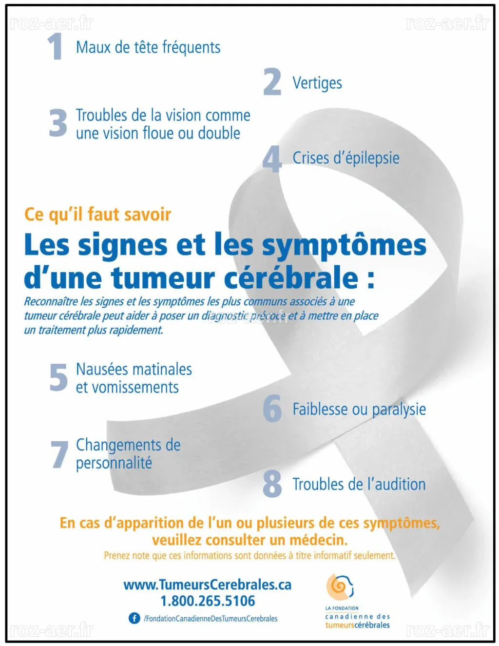 Signes et symptômes – Fondation canadienne des tumeurs cérébrales