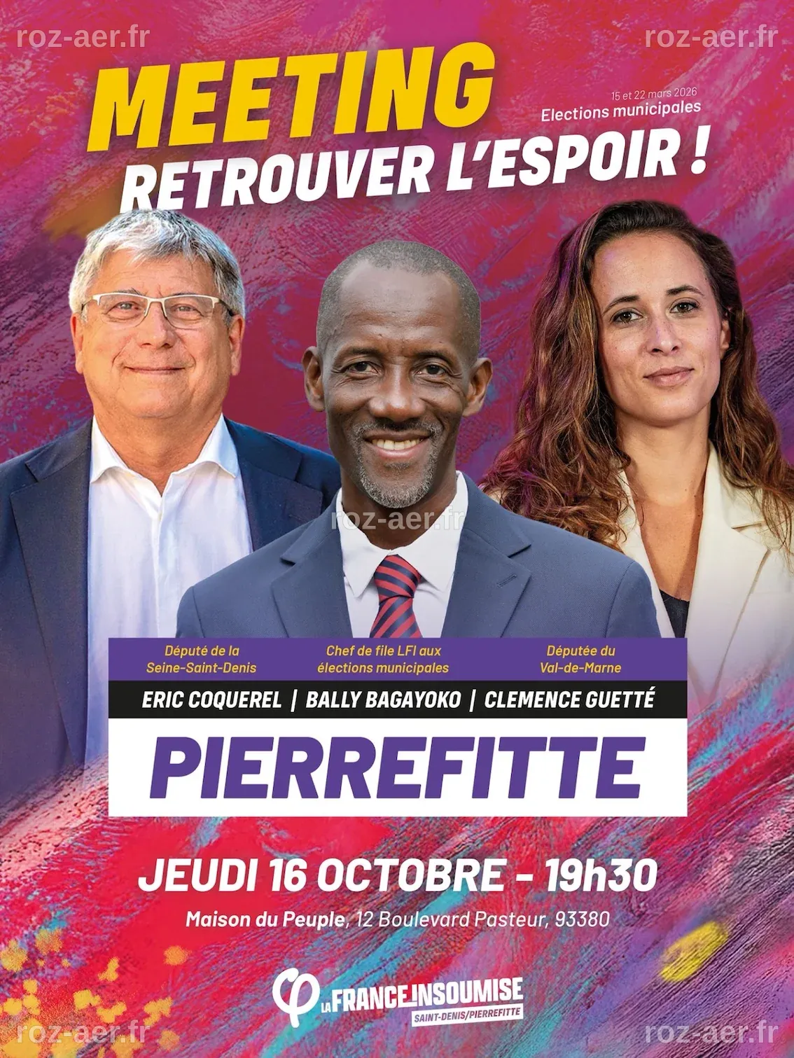 Le 16 octobre, 19h30, à Pierrefitte. Meeting La France Insoumise ...