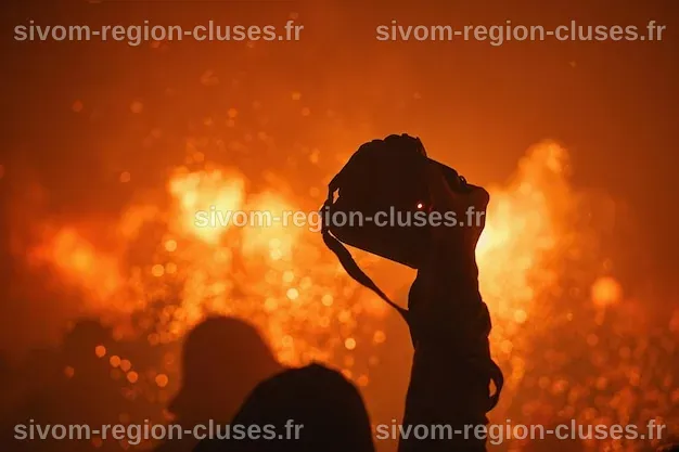 Caméra Derrière Le Feu Lors D'une Fête Traditionnelle | Photo Premium