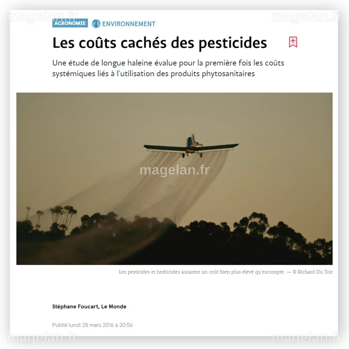 Les «coûts cachés» des pesticides ont des conséquences sociétales ...