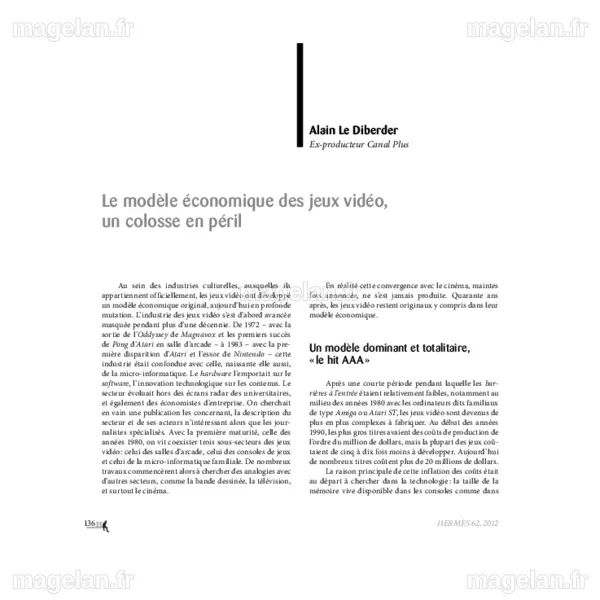 (PDF) Le modèle économique des jeux vidéo, un colosse en péril