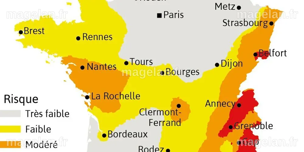 Carte. Quels risques en France, où sont localisées les zones sismiques