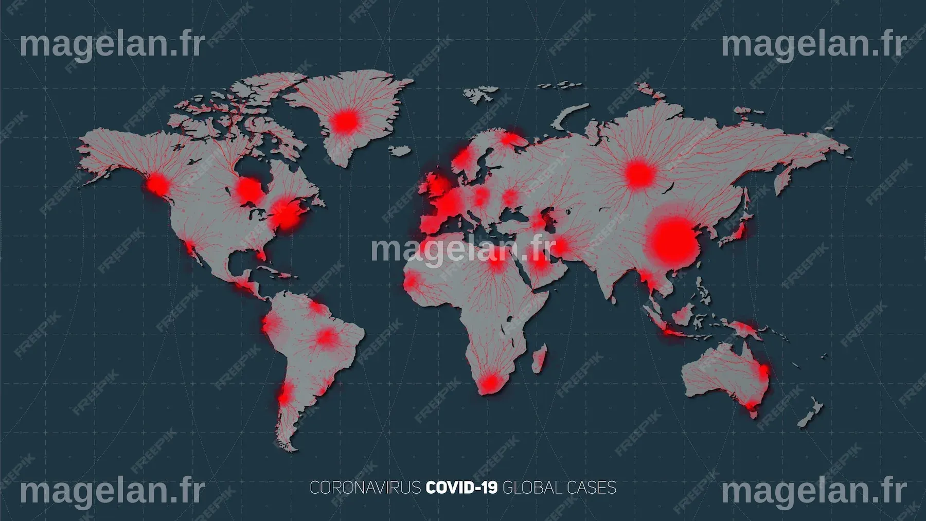 Carte de la propagation de la pandémie mondiale de coronavirus ...