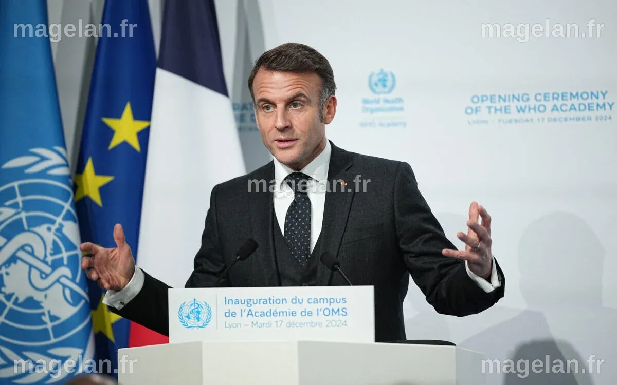 Emmanuel Macron inaugure l'Académie de l'OMS à Lyon, "temple des savoirs"