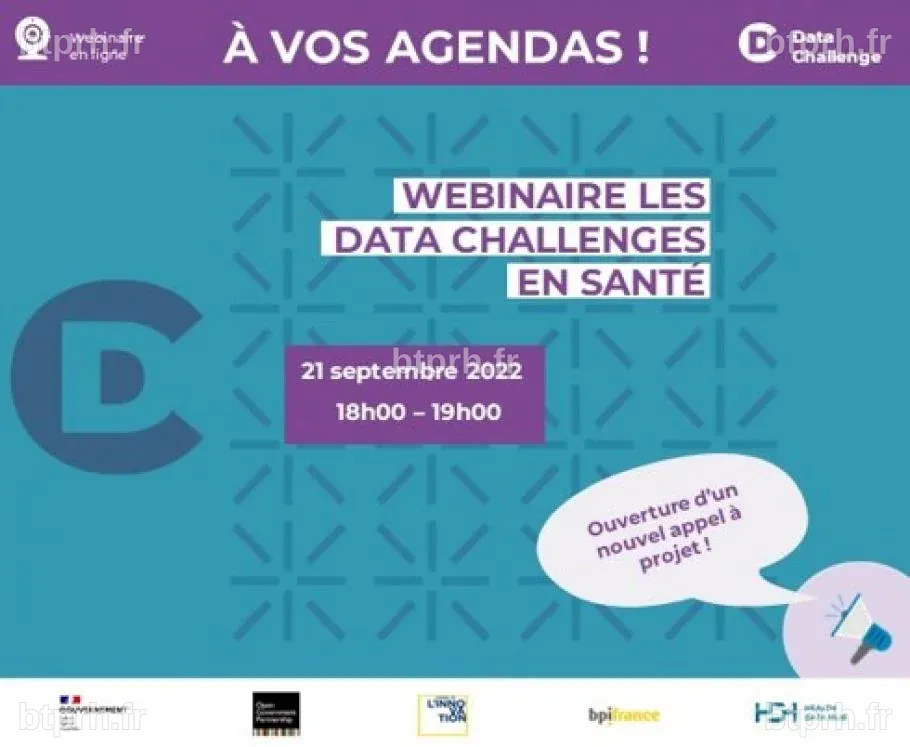 Webinaire - Les Data Challenges en santé - 21/09/2022 de 18h à 19h ...