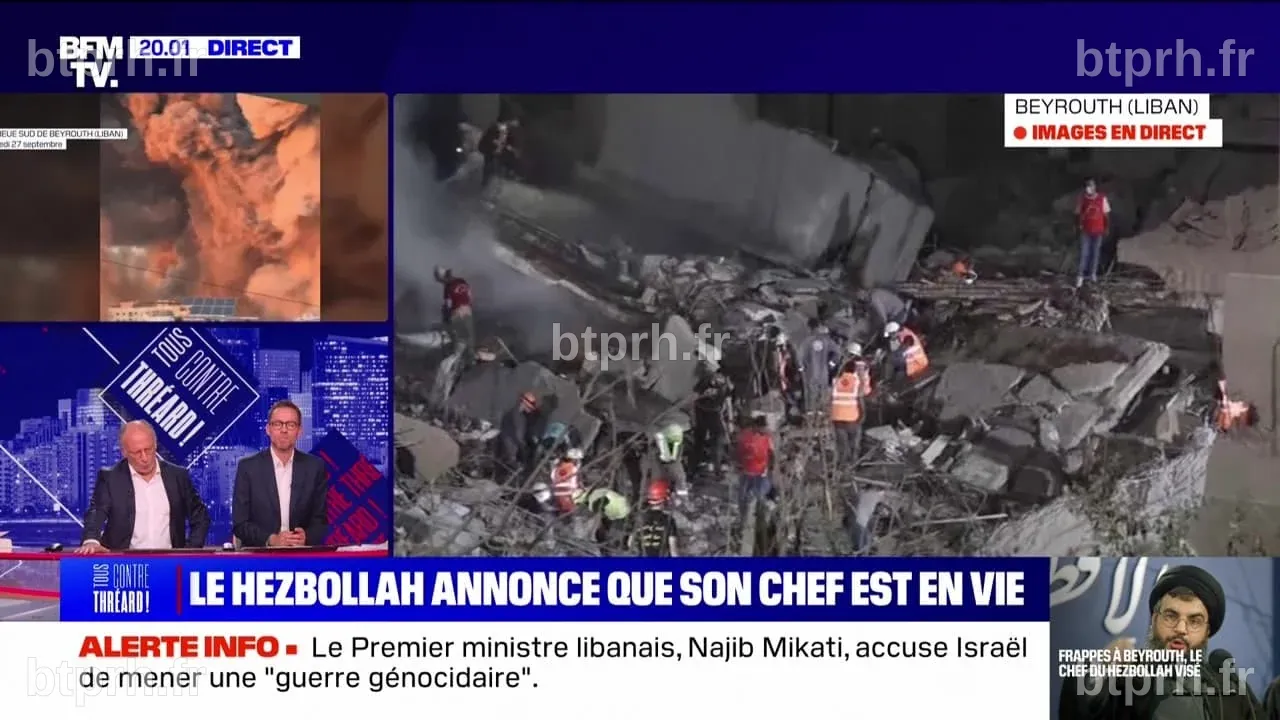 Frappes israéliennes à Beyrouth: le chef du Hezbollah "va bien" - 27/09