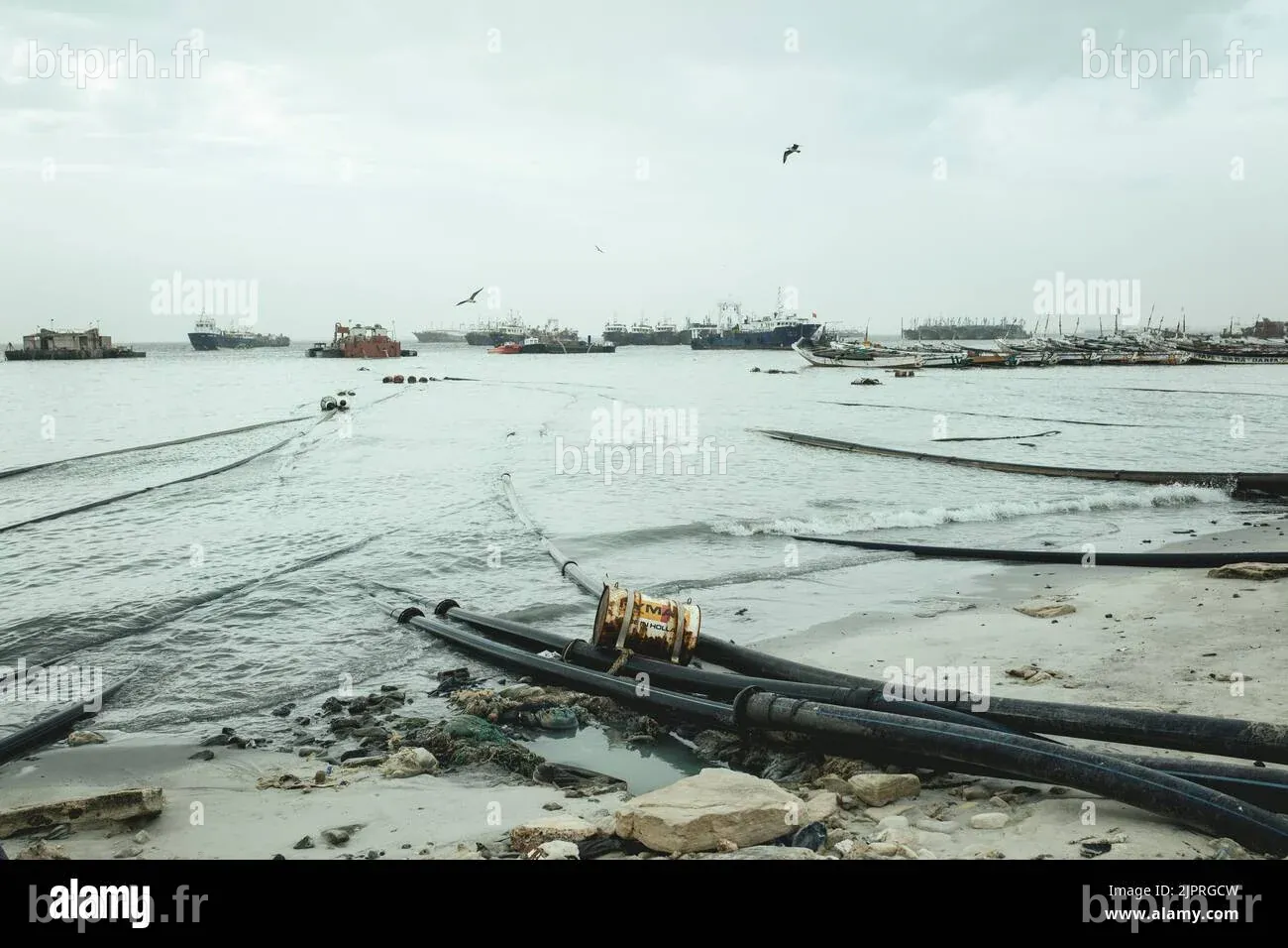Puntiya, le côté des usines de farine de poisson face à la mer, où les ...