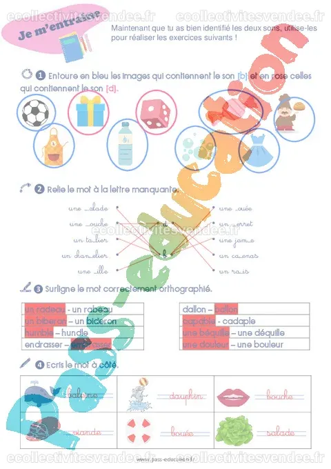 Confusion entre les sons [b] et [d] - CP - CE1 - Exercices de ...