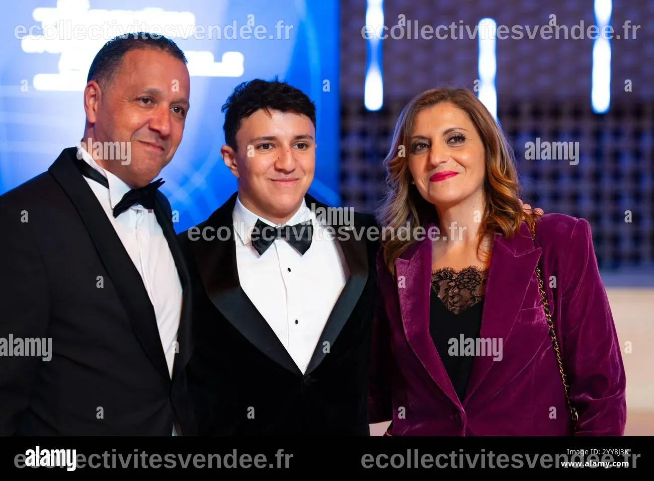 HADJAR Isack (fra), portrait and his parents Randa and Yassine during ...