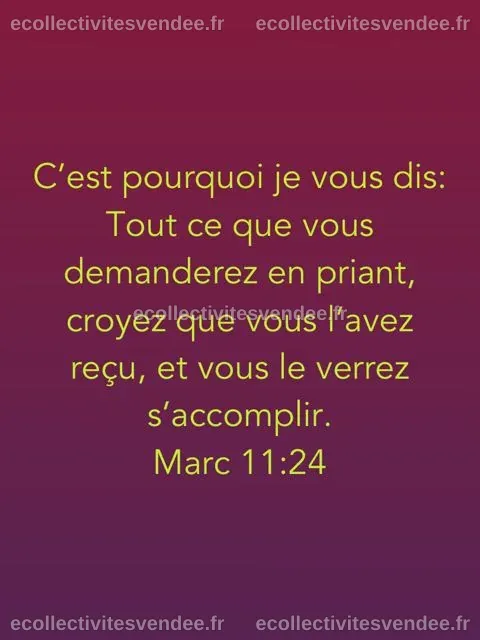 Marc 11:24 C’est pourquoi je vous dis: Tout ce que vous demanderez en ...