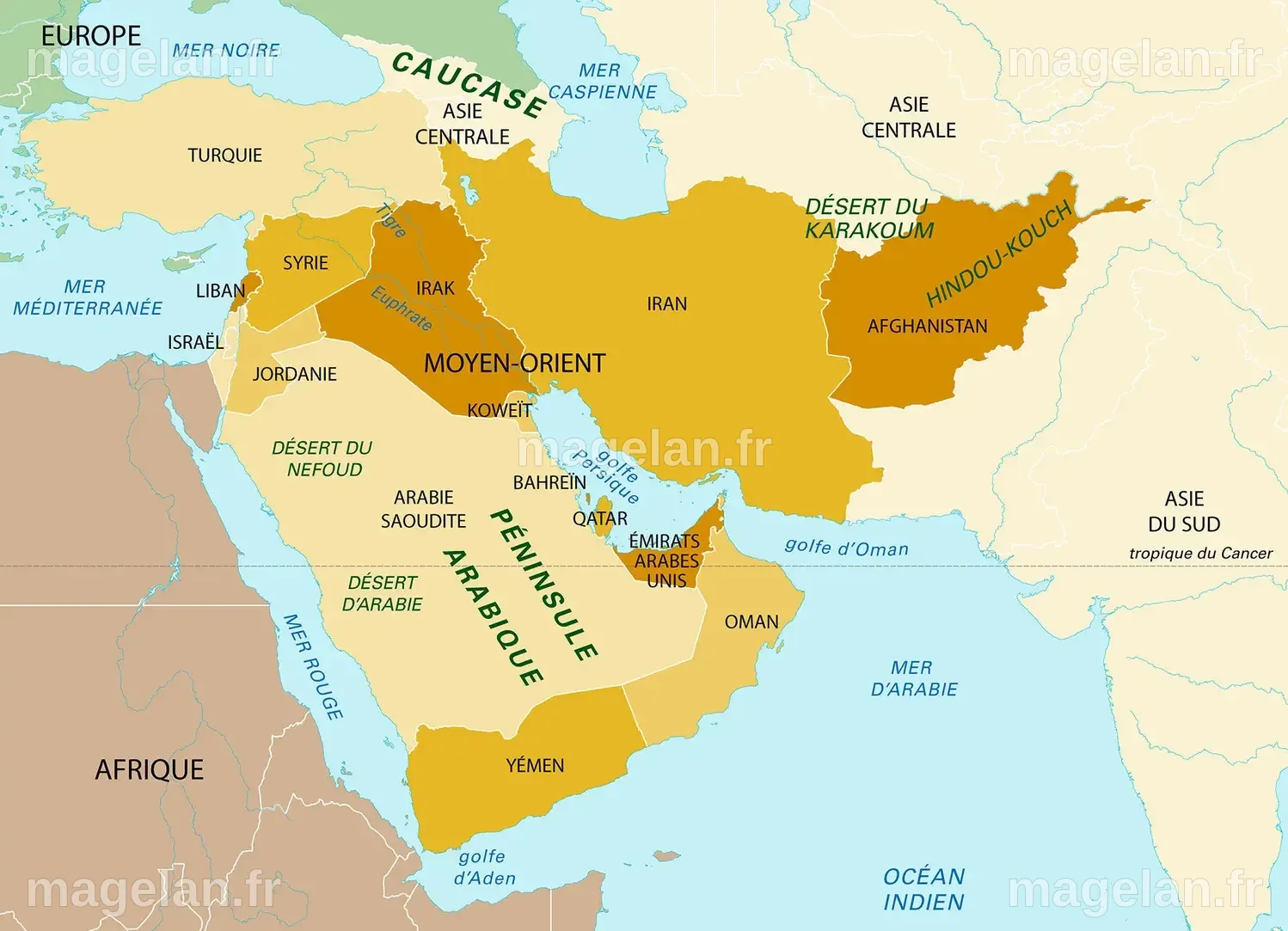 Moyen-Orient : carte générale - Média - Encyclopædia Universalis