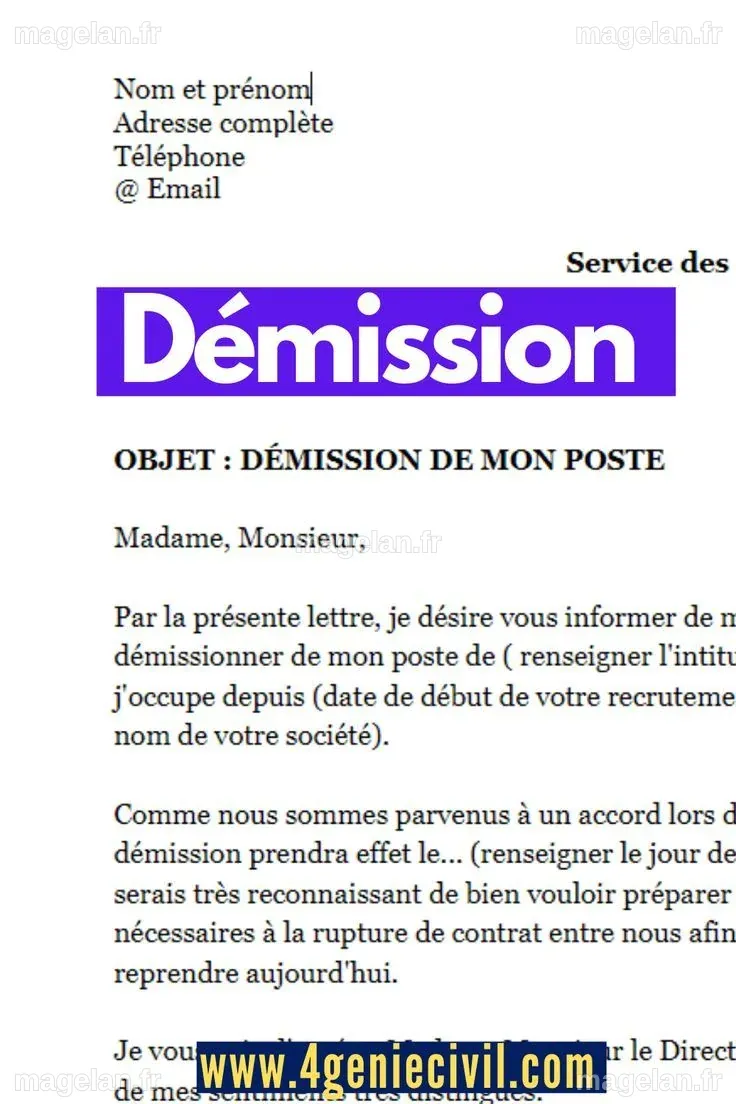 Exemple De Lettre De Démission Avec Motif – SWTB