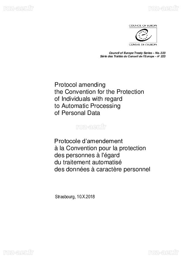 (PDF) La Convention pour la protection des personnes à l'égard du ...