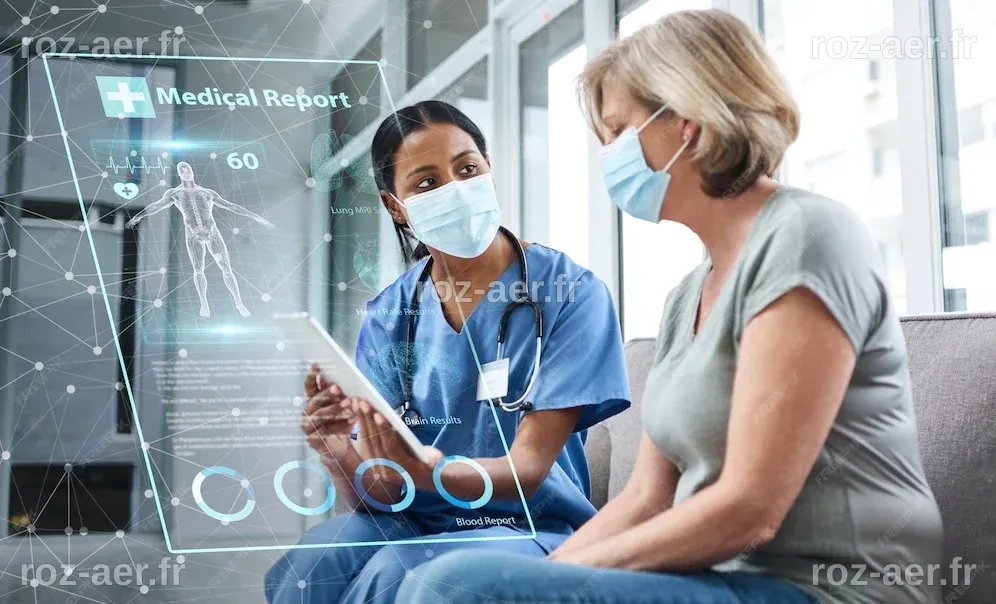 Médecin patient et tablette avec futur rapport médical numérique sur la ...