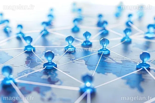 La connectivité mondiale et la communication sur Internet symbolisées ...