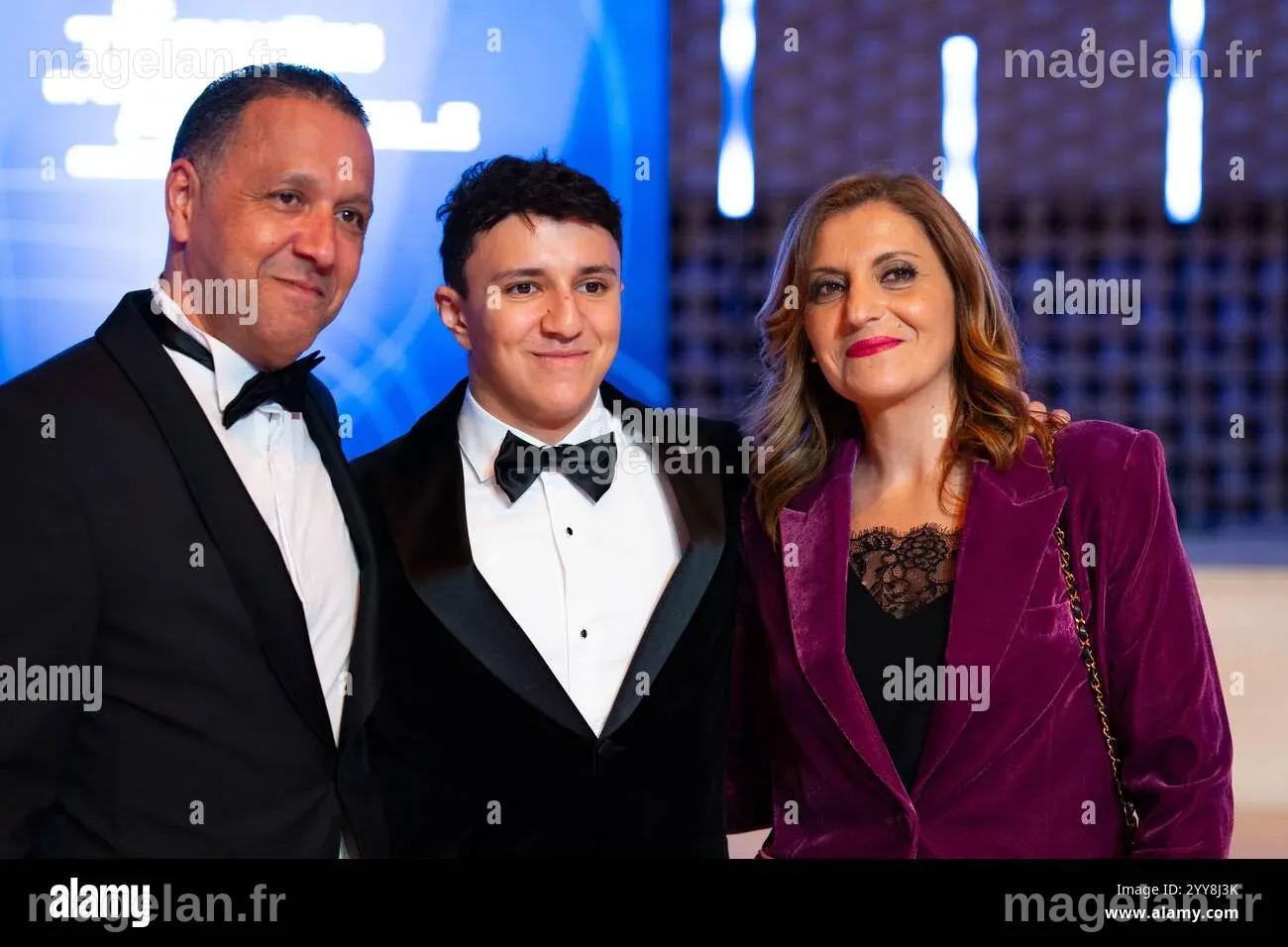 HADJAR Isack (fra), portrait and his parents Randa and Yassine during ...