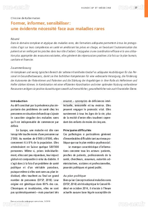 (PDF) Former, informer, sensibiliser : une évidente nécessité face aux ...
