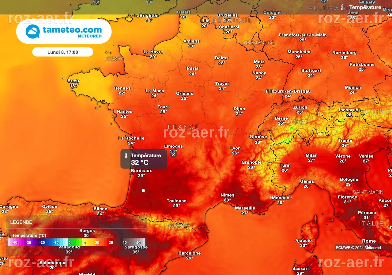 10°C de plus ! Nos cartes montrent une forte hausse des températures en ...