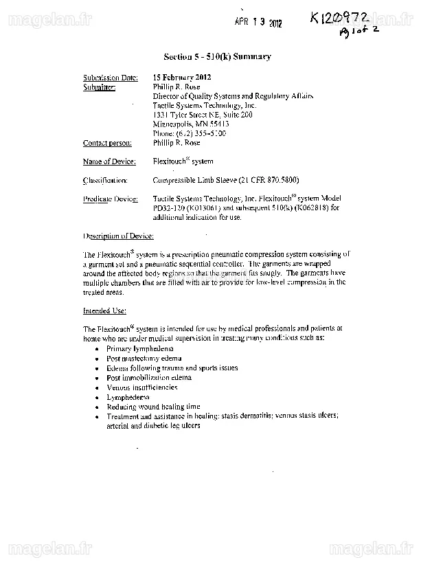 tactile systems technology inc Device Database