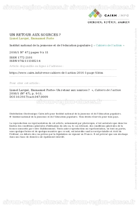 (PDF) Un retour aux sources