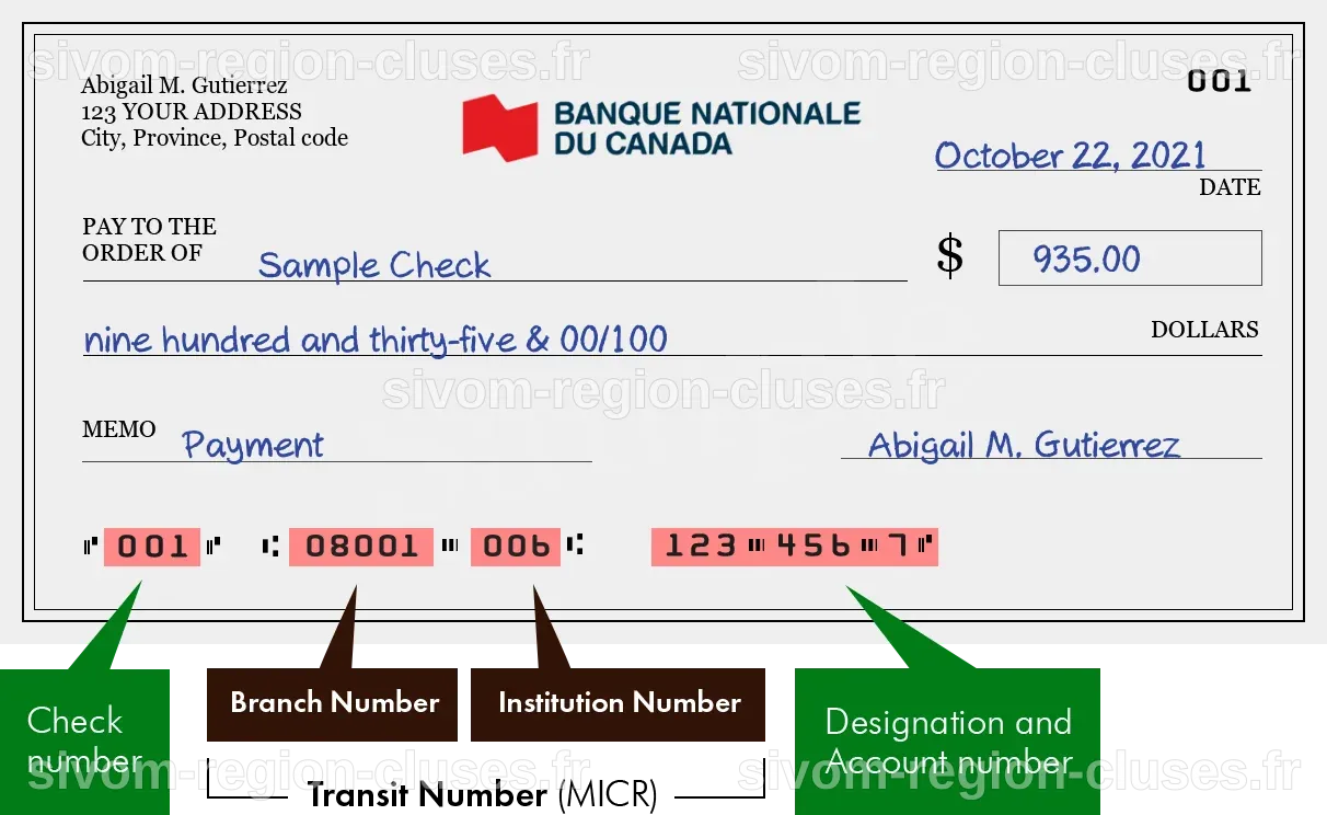 000608001 — Routing Number for the Banque Nationale Du Canada in Montreal
