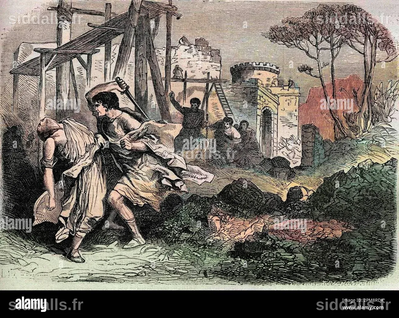 Mort de Remus par Romulus - Romulus tue son frère jumeau Remus - Rome ...