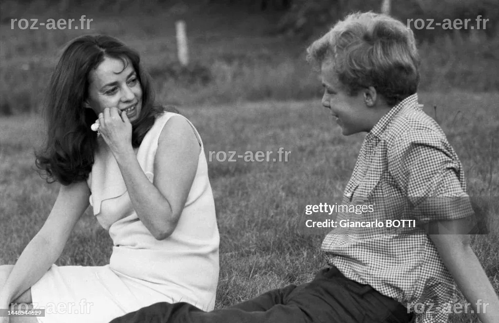 Jeanne Moreau avec son fils Jérôme Richard pendant le tournage du ...