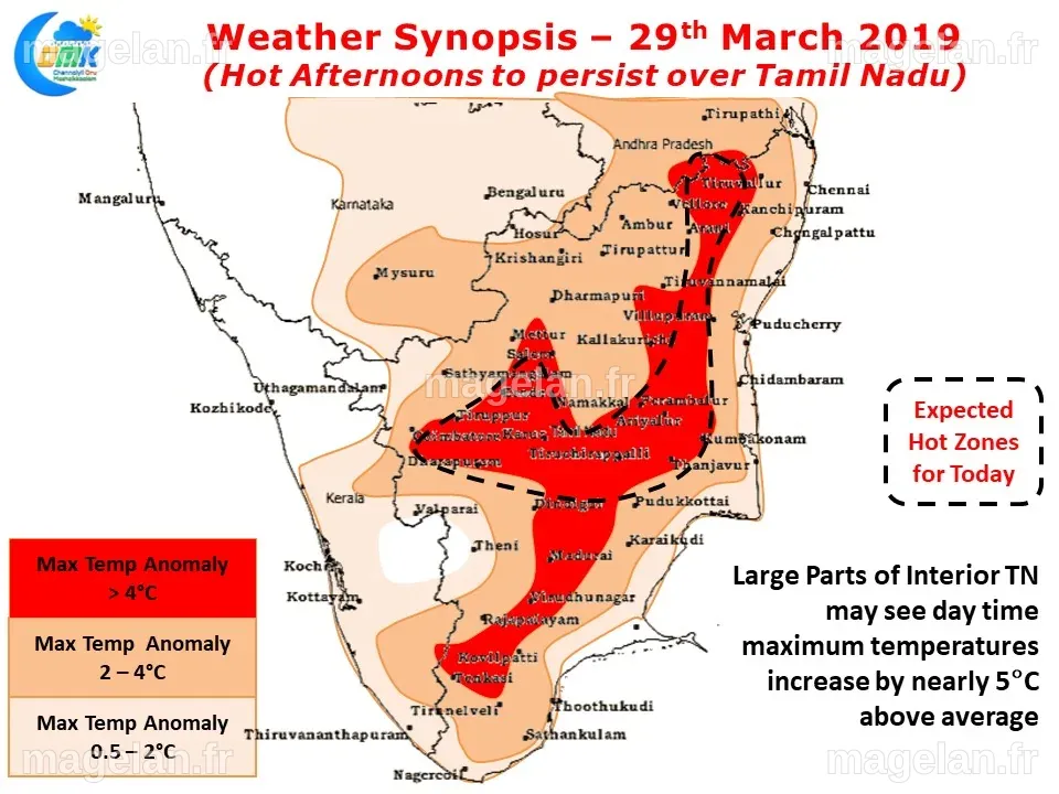 Hot Afternoons to persist over Tamil Nadu - Chennairains (COMK)