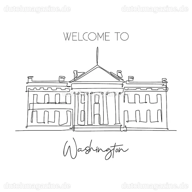 Premium Vector | Single continuous line drawing white house landmark ...