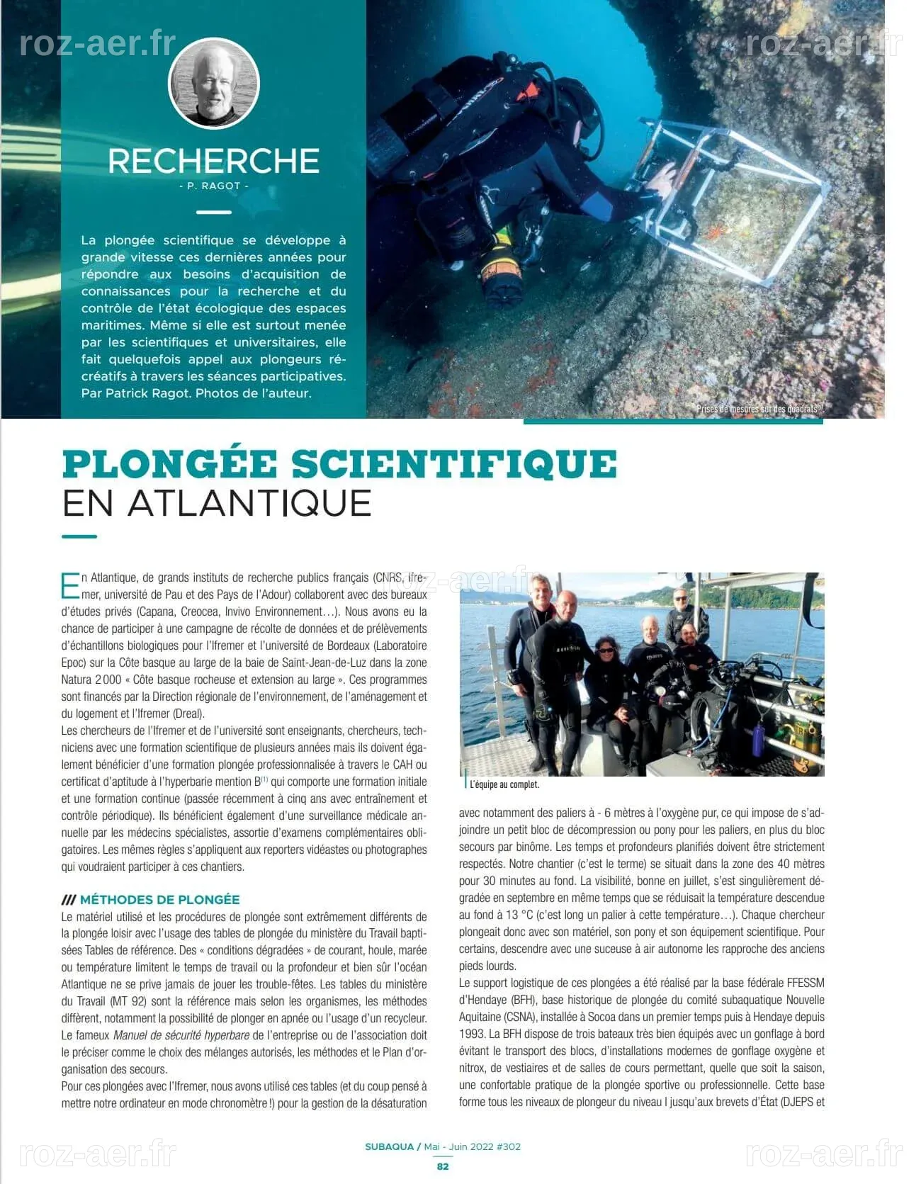 HENDAYE :PLONGEE SCIENTIFIQUE - Patrick RAGOT