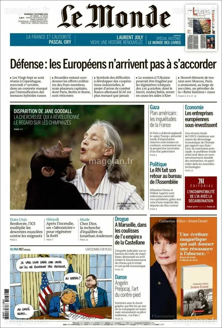 Journal Le Monde (France). Les Unes des journaux de France. Édition du ...