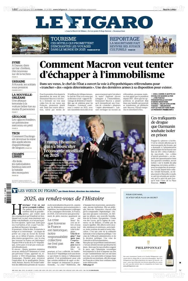 Le Figaro édition numérique du 2 janvier 2025
