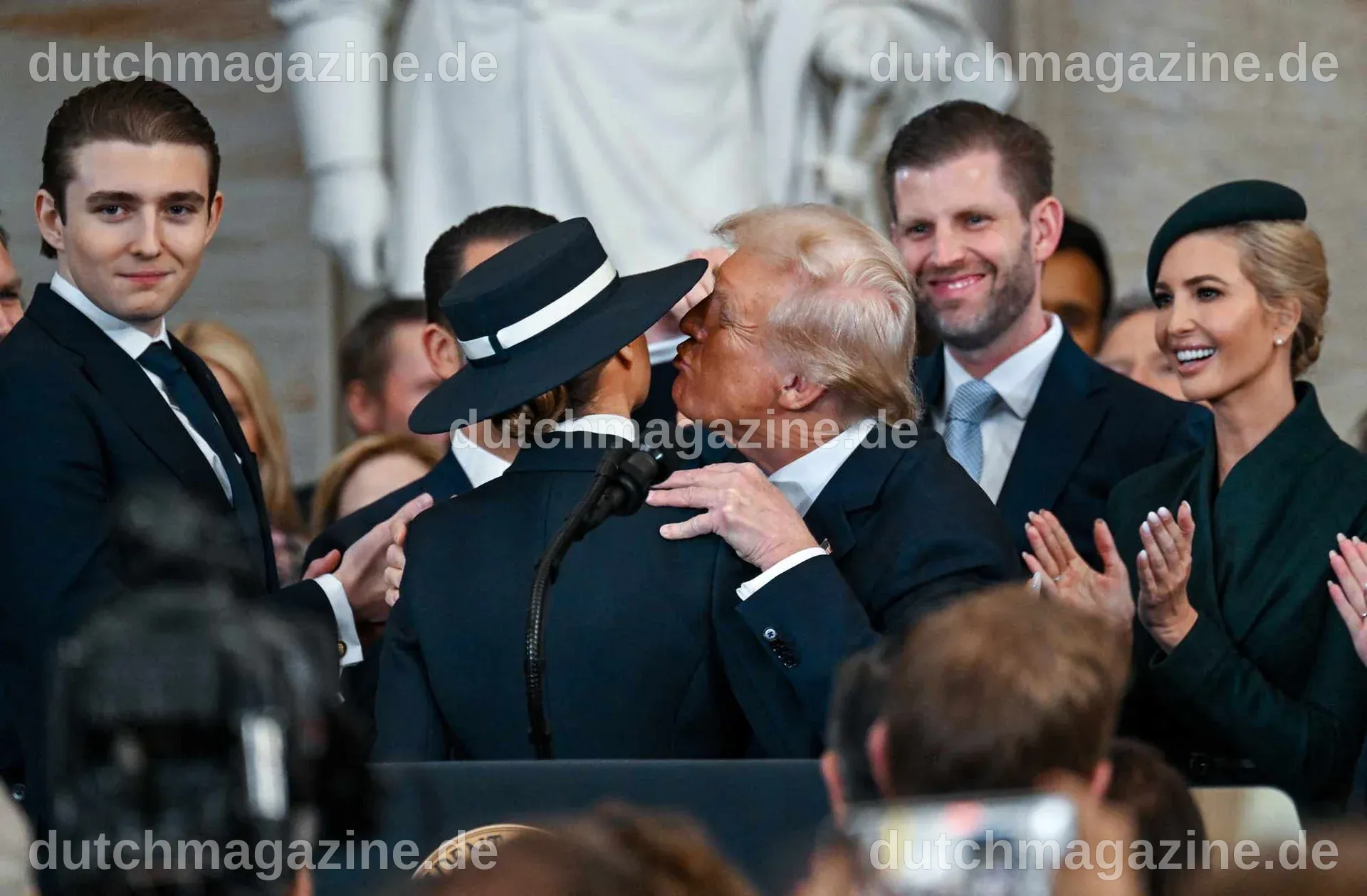 Donald Trump and Melania Share Air Kiss During Inauguration Swearing-In