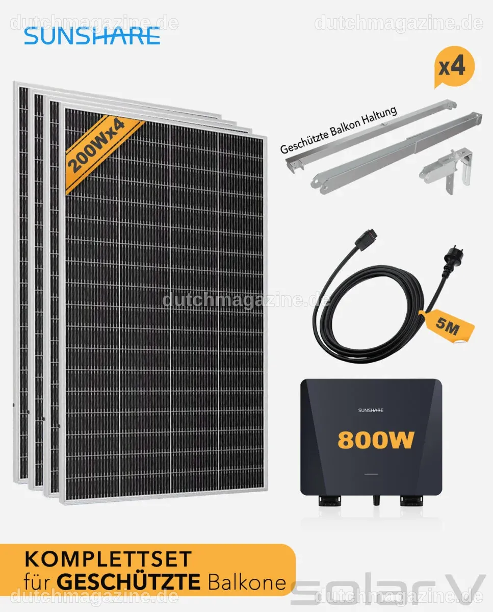 Sunshare® Ray Lite 800W Balkonkraftwerk – Komplettset mit ...