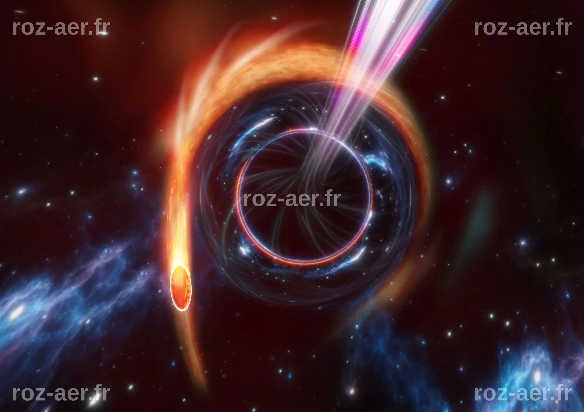 Des trous noirs percutant des étoiles brûlantes pourraient être à l'origine de mystérieux éclats bleus dans l'univers