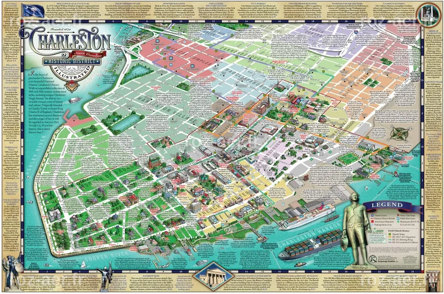 Amazon.com: Charleston Historic District Illustrated Map – Poster ...