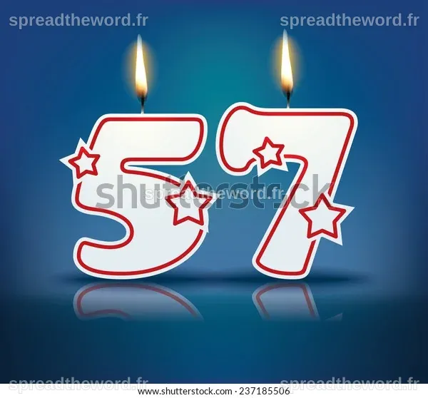 Birthday Candle Number 57 Flame Eps Stock Vector (Royalty Free ...